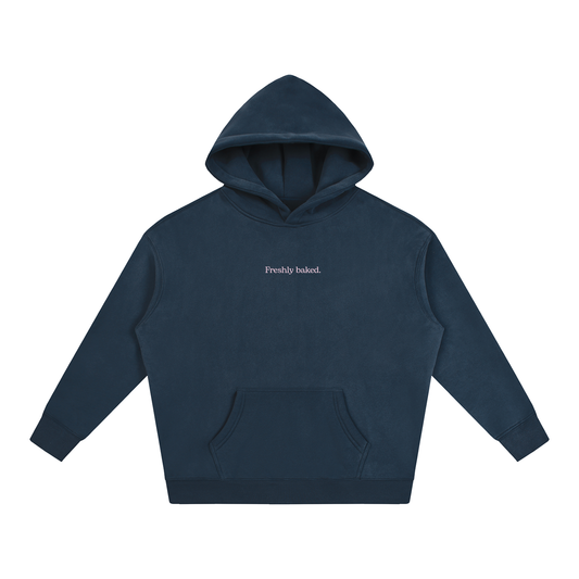 Freshly Baked - Navy blue waffle - Oversize Fleeced Hoodie