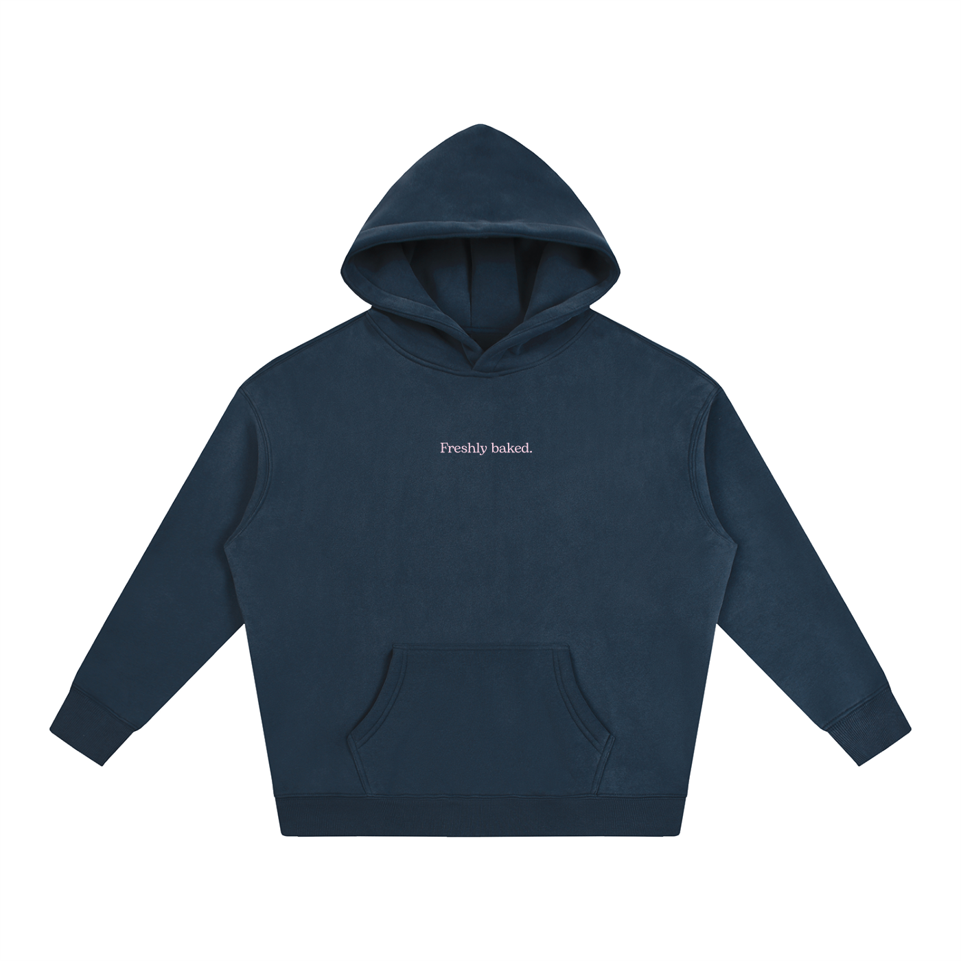 Freshly Baked - Navy blue waffle - Oversize Fleeced Hoodie